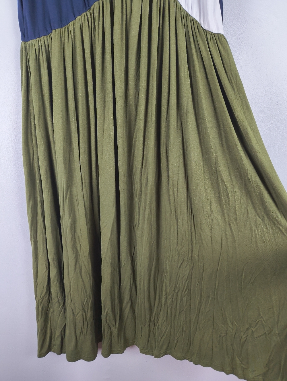 Floryday Green Blue White Color Block Flowy Stretch Casual‎ Boho Maxi Dress XL - Picture 5 of 9